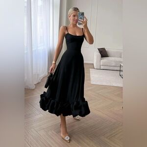 Flounce Bustier Midi Dress